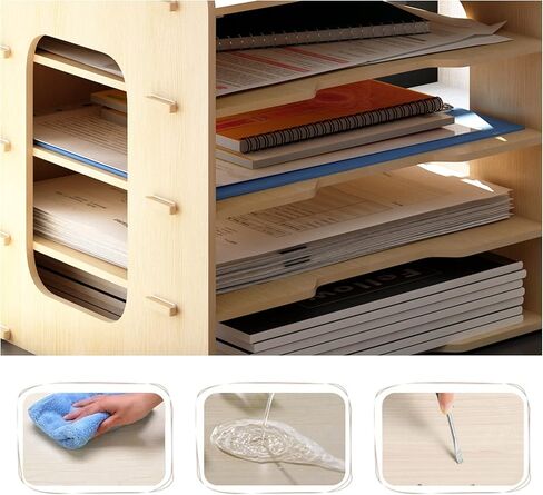 PUNCIA 7 طبقات طولية منظم ورق مكتب خشبي لمكتب سطح المكتب حامل الملفات علبة الرسائل حرف A4 فارز الورق وثيقة كتاب مجلة البريد تخزين الرف الرف منظم الأدب in Kuwait