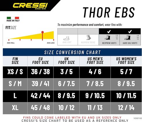 Cressi Adult Open Heel Fins with Elastic Bungee Strap for Scuba Diving - Strength, Power, Comfort, Aesthetics, Lightness - Thor EBS: Made in Italy in Saudi Arabia