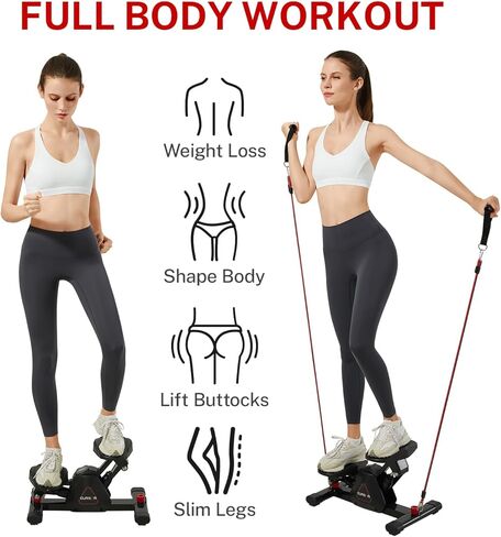 CURSOR FITNESS Twist Steppers للتمرين، درج صغير، آلة خطوة مكتبية مع أشرطة مقاومة مزدوجة للتمرين المنزلي in Kuwait