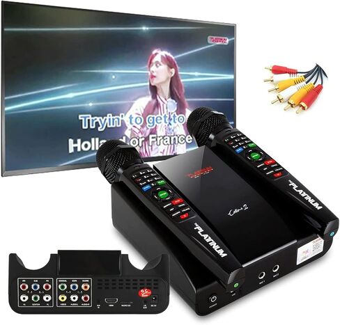 آلة الكاريوكي Platinum Cello 2 للتلفزيون، للبالغين والأطفال، مكتبة أغاني ضخمة تضم أكثر من 23000 لغة مختلطة هندية وانجليزية وفلبينية وما إلى ذلك. أغاني MV، 2 ميكروفونات كاريوكي لاسلكية مطورة مع كتاب الأغاني in Kuwait