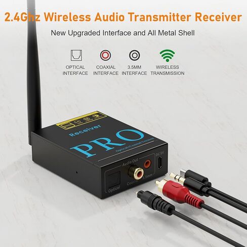 Lavales Wireless Audio Transmitter Receiver 2.4Ghz Wireless Adapter Kit for TV to Subwoofer/Powered Speaker/Stereo/Soundbar, 320ft Long Range 20ms Low Lag 192kHz/24bit HiFi Audio in Kuwait