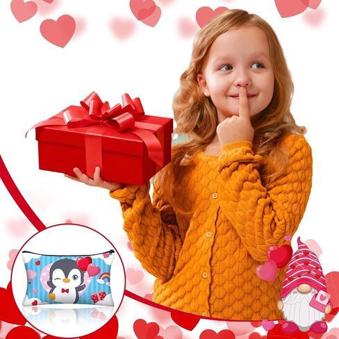 Tenceur 24 Pcs Valentine's Day Cute Cartoon Pencil Pouch Zipper Pencil Case Canvas Pen Bag Bulk Pencil Pouch Organizer Stationary Cosmetic Office Supplies in Kuwait
