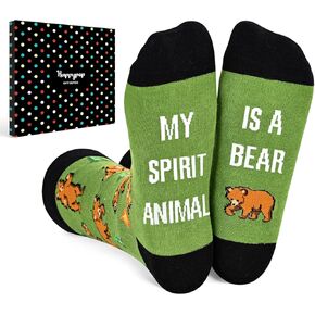 HAPPYPOP Funny Bear Gifts for Bear Lovers Bear Socks, Novelty Crazy Silly Fun Funky Socks for Women Men, Christmas Stocking Stuffers