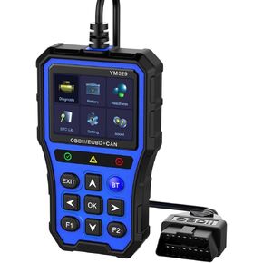 2-in-1 Bluetooth Check Engine Code Reader with Reset, Clear Error Codes, Battery Life Check and Evaluate OBD2 Scanner Diagnostic Tool, YM529, Blue