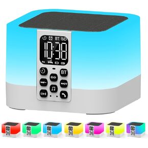 Gifts for Teen Boys Girls, Night Light Bluetooth Speaker, Multi-Color Changing Alarm Clock for Bedrooms, Dimmable Bedside Lamp, Best Birthday Gift Trendy Stuff for 8 - 14+ Years Old Teenage Girls Boys