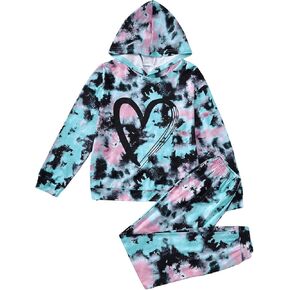 SOLY HUX Girl's Clothes Tie Dye 2 Piece Outfits Hoodie Sweatshirt Joggers Pants Sweatsuits Sets