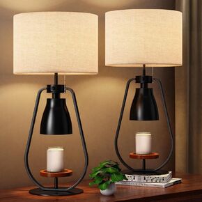 Candle Warmer Lamp for Bedroom, 2 Packs, Wax Melt Warmer with 2 Bulbs, 2-in-1 Desk Lamps for Night Stands with 1 Bulbs, Home Decor House Warming Gifts Christmas Birthday