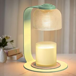 Fragrance Candle Warmer Lamp, Electric Candle Warmer with Timer, Candle Wax Heater with 2 Bulbs, Mom Christmas Birthday Gifts for Women, House Warming Gifts New Home Bedroom Decor, Green