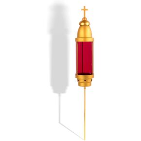 Cemetery Light Candle Holder, Cemetery Decorations for Grave,headstones for Graves Lights,Anodized Aluminum Eternal Light Dome Memorial Light Grav Lamp, Red