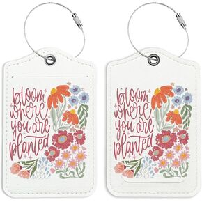 Pink Flowers Coquette Luggage Tags for Suitcases, Preppy Luggage Tag, Back to School, Trendy 2 Pack Luggage Tags for Travel, Funky Teen Girl Gifts Suitcase Tags