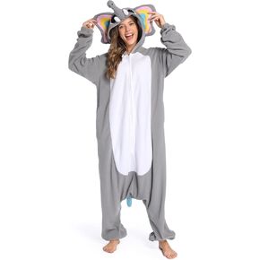 DELEY Unisex Elephant Costume Adult Onesie, One Piece Pajamas, Halloween Cosplay Costumes Homewear Jumpsuit
