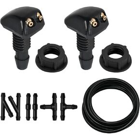 MDEOOSKY 2pcs Front Windshield Washer Nozzles, Front Windshield Washer Nozzle Kit with Fluid Hose, Windshield Wiper Sprayer Nozzle Jet Kit Applicable To Most Vehicles