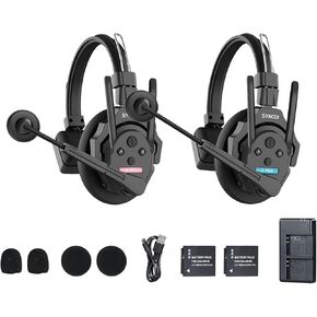 SYNCO XTalk X5 2.4GHz Wireless Headset Intercom System 5 Person Team Communication with Noise Cancellation Hardcase Single Ear 400m Operating Range for Movie Shoot Live Show Stage Performance
