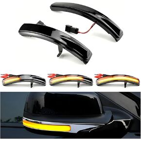 Sequential Dynamic Mirror Turn Signal Lights for Ford Explorer 2011-2019, 2 Pack(LH+RH) Led Amber Blinker Indicator Lamps-Smoked Lens