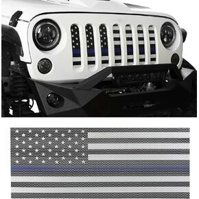 Hooke Road US Flag Grill Insert Mesh Grille Screen Bug Deflector Compatible with Jeep JK Wrangler 2007-2018