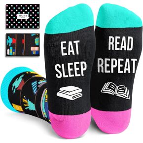 Zmart Book Lover Book Reading Gifts Ideas - Reading Gifts Book Socks for Readers Women Men