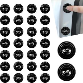 30 PCS Car Door Protection Pad, 1.1" Thickened Silicone Cushioning Shock-Absorbing Anti-Collision Luminous Rubber Pad, Multi-Functional Self-Adhesive Waterproof Accessory, for Cars (Black)