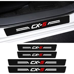 4Pcs Car Door Sill Protector for CX5 2015-2024 Door Sill Scuff Plate Sticker Threshold Protector for Auto Truck SUV Carbon Fiber Door Sill Sticker for CX-5 Accessories