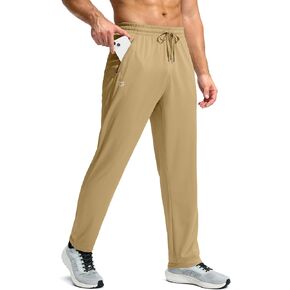G Gradual Men's Sweatpants with Zipper Pockets Lightweight Mesh Athletic Pants for Men Open Bottom Workout Gym Running