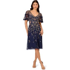 Adrianna Papell Women's Beaded Midi Dress