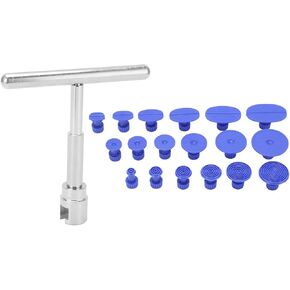 Aramox Paintless Dent Removal Puller T Bar Dent Remover with 18pcs Pulling Tabs Kit Auto Body Damage Repair Hand Tool