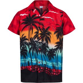 REDSTAR Mens Hawaiian Shirt Loose Fit Cruise Shirts - Short Sleeve and Button Down Hawaiian Shirt for Men with Pocket S-3XL