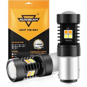 لمبات Auxbeam 7443 LED 7443 لمبات LED قابلة للتحويل T20 7444 7444NA LED لمبة LED بيضاء وكهرمانية مزدوجة اللون مع جهاز عرض لأضواء إشارة الانعطاف DRL قد تحتاج إلى مقاومات