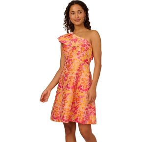 Adrianna Papell Women's One Shoulder Jacquard Dress
