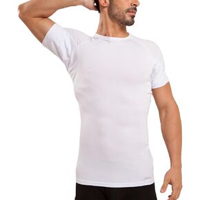 Ejis Sweatproof Undershirt Mens Modal Crew w Sweat Pads, Silver Treated to Fight Embarrassing Odor, Aluminum Free Alternative