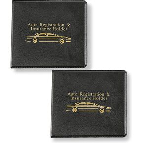 2 PCS Auto Registration & Insurance Holder, PU Fashionable Waterproof Anti-scratch Card Holder, Built-in Transparent Protective Bag, Universal for Cars Document Organizer (Black & Yellow)