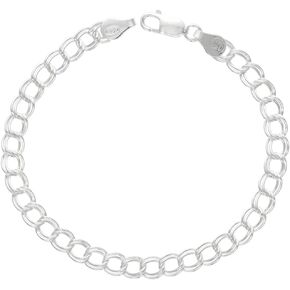 Sterling Silver 5mm Double Link Bracelets Anklets Necklaces light weight Nickel Free Italy 3/16 wide 7-16 inch