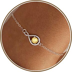 JSJOY Infinity Birthstone Bracelets for Women Unique Birthday Christmas Gifts for Women Mom Dainty Gold Silver Birthstone Bracelet Wedding Gifts