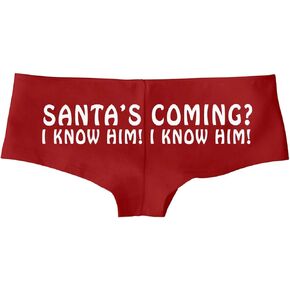 Santas Coming I Know Sexy Boy Booty Short Panties In Christmas Red