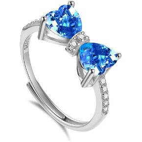 HUJUON Cubic Zirconia Cute Bowknot Finger Rings Adjustable Rhinestone Heart Crystal Butterfly Bowkont Open Rings Wedding Jewelry for Women