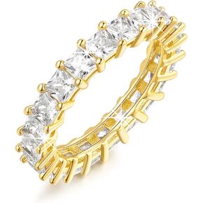 14K Gold Rings for Women Cubic Zirconia Stackable Eternity Ring Yellow Gold Wedding Bands for Women Gleaming with Magical Brilliance Gold Non Tarnish Rings 5-9