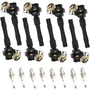 4PCS UF-507 Ignition Coils Pack & LFR5AGP Iridium Spark Plugs Fits for Camry 2010-2017, RaV4 2009-2018, Sienna 2011-2013, Highlander 2009-2019, Tundra 2013-2014, Venza 2009-2015 L4 2.5L 2.7L