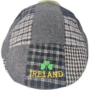 Ireland Black Patchwork Flat Cap Gold Shamrock Classic Mens Hats Irish Accessories for Men