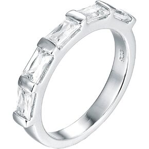 Emerald Cut Stackable Rings for Women 925 Sterling Silver Wedding Brand Engagement Promise Statement Eternity Ring Simulated Diamond Cubic Zirconia Rings Jewelry Gifts for Wife
