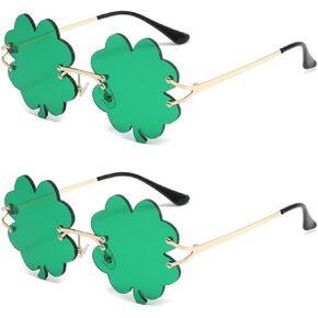 نظارات شمسية IKANOO St. Patrick's Day Irish Shamrock للنساء والرجال باللون الأخضر Lucky Leprechaun نظارات عصرية بدون إطار