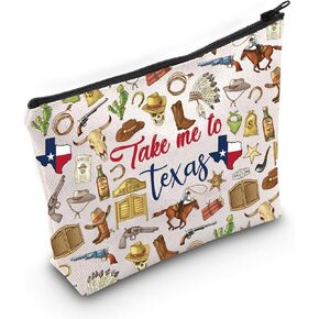 WZMPA Texas State Travel Makeup Bag Texas Vacation Gift Take Me To Texas Zipper Pouch Bag Texas Trip Merchandise (Take Texas)