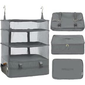 أرفف السفر المعلقة المحمولة من Hongmeru، مكعبات التعبئة لحقائب السفر، منظم الأمتعة لحقيبة السفر، حقيبة حمل على خزانة الملابس، مقاس XL، أسود in Kuwait