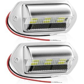 2PCS Trailer LED License Plate Lights, 12V DC Waterproof LED Light, Universal Courtesy Step Tag Lamp Fit for ATV UTV Truck Trailer Boat [DOT FMVSS 108] [SAE L] [Surface Mount] (Black)