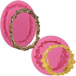 Retro Picture Frames Silicone Molds for Fondant Cake decoration, Polymer Clay Crafting Projects 9-Count