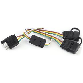 4-Pin Trailer Plug Split Adapter, US Type Wire Connector Accessory for RV Trailers, Flexible Socket Adapter with Two Splits