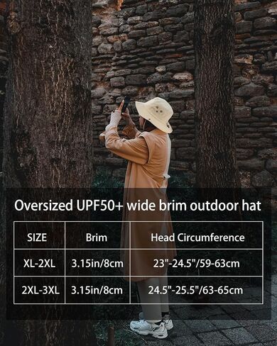 Zylioo XXL Oversize UV Boonie Sun Hat,Quick Dry Breathable Fishing Hats,Water Repellent Cooling Summer Hats with Strap in Kuwait