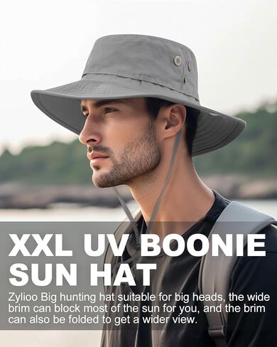 Zylioo XXL Oversize UV Boonie Sun Hat,Quick Dry Breathable Fishing Hats,Water Repellent Cooling Summer Hats with Strap in Kuwait