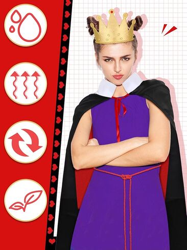 طقم أزياء الملكة للبالغين من 3 قطع من تولايت مع حبل حزام أحمر على شكل تاج وعباءة الملكة للنساء البالغات هدية أزياء الهالوين in Kuwait