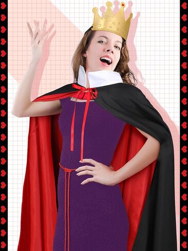 طقم أزياء الملكة للبالغين من 3 قطع من تولايت مع حبل حزام أحمر على شكل تاج وعباءة الملكة للنساء البالغات هدية أزياء الهالوين in Kuwait