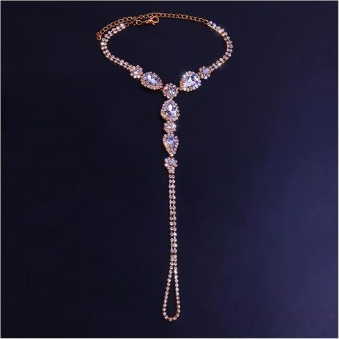 1 زوج الصيف شاطئ حجر الراين صنادل بيرفوت سلسلة القدم مع خاتم اصبع القدم كريستال الخلخال سوار الزفاف الزفاف حجر الراين خلخال سلسلة القدم مجوهرات للنساء in Kuwait