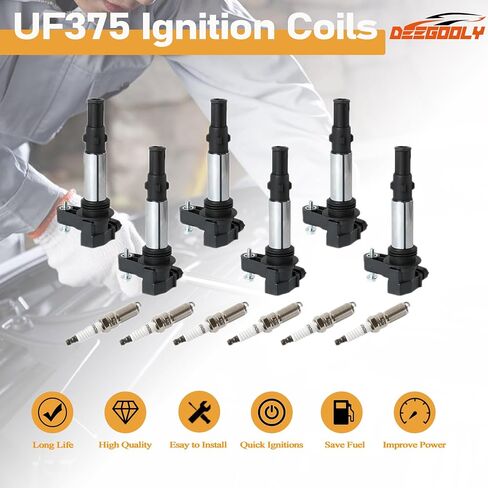 4PCS UF529 Ignition Coils & Iridium Spark Plugs Compatible with 2014-2016 Au-Di Q7 S6 Go-lf Je-tta CC Volk-swagen Allroad & Quattro Eos Replace OE 06E905115E 06H905115B in Saudi Arabia